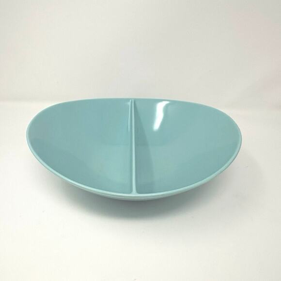 Fostoria Melamine Oval Divided 10" Dish Bowl Baby Blue MCM Vtg Granny Core Retro - Picture 1 of 5